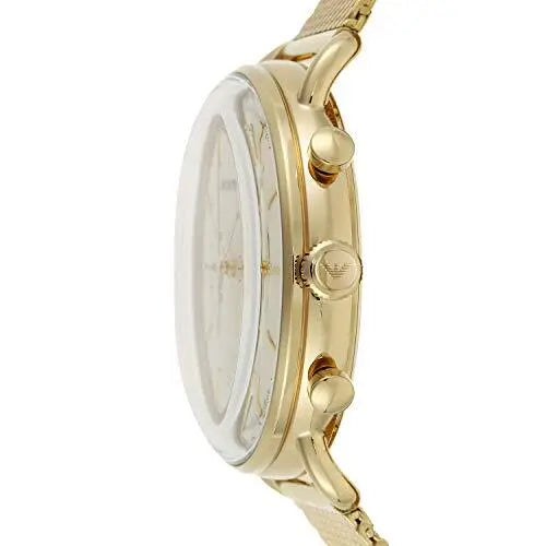 Emporio Armani Aviator Chronograph Quartz Beige Dial Gold Mesh Bracelet Watch For Men - AR11315 - Image 6